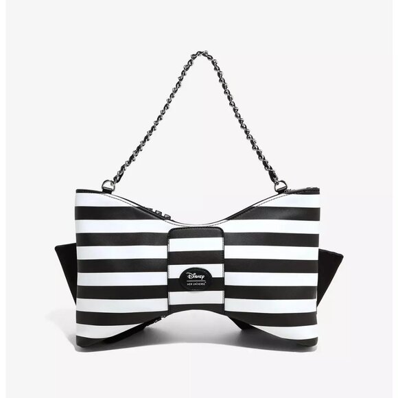 Disney Her Universe Alice In Wonderland Stripe Bow Shoulder Bag NWT - Picture 2 of 3